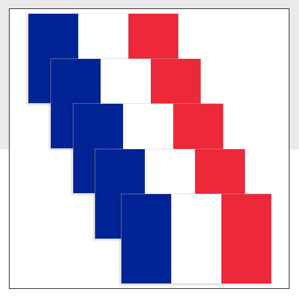 French Flag Bike Sticker Pack of 5 (60mm x 36mm) Waterproof FRA Flag Labels for Helmet iPad Fridge Bike Van Car Packwith® #P1059
