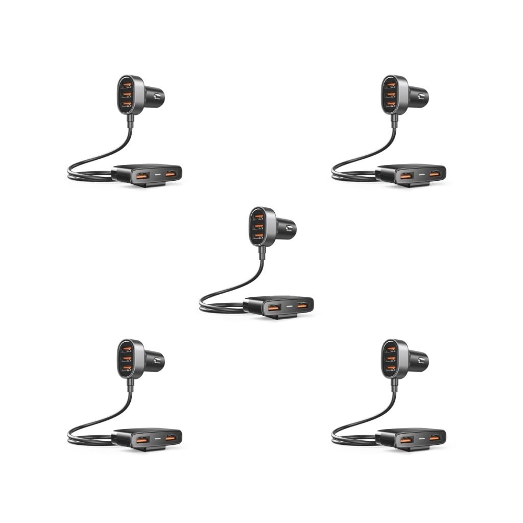 Juego de 5 cargadores de coche USB de 5 puertos universales para dispositivos electrónicos, multipuerto, adaptador de carga rápida, extensión para RV, camión, SUV, viajes
