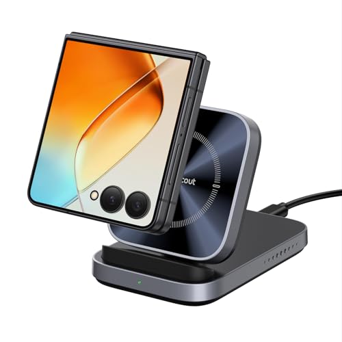 Cargador para Samsung Galaxy Z Flip 7, Cargador Inalámbrico para Galaxy Z Flip 7 FE/7/6/5/4/3, Plegable Wireless Charger para Moto RAZR 60 Ultra/50/40/+, SwanScout 508F (sin Adaptador)