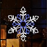 JUSTPRO [Large 35x30 Inch] Twinkle Super-Bright 402LED Snowflake Neon Motif White and Blue LEDs Outdoor Christmas Decoration with 11 Functions and Timer Waterproof for Outdoor Home Party Wall Hanging
