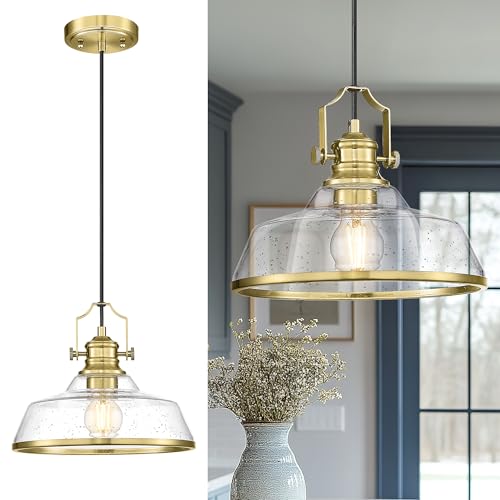 kudos 11" Gold Pendant Light with Seeded Glass Shade, KDPL13-GD-S by kudos - Used condition - US$45.91