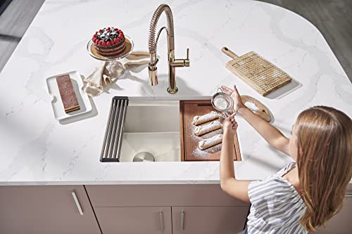 Ruvati 33-inch Workstation Kitchen Sink - Slope Bottom Offset Drain 16 Gauge Stainless Steel Kitchen Sink with Brushed Finish, Easy-to-Clean Undermount Sinks- RVH8591 thumbnail 5