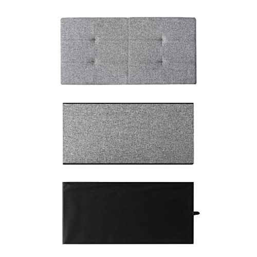 Otto & Ben 30" Storage Ottoman With Smart Lift Top, Upholstered Tufted Bench, Foot Rest, Light Grey #TOP6