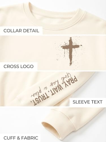 QIXYN Christian Sweatshirts for Women Jesus Faith Over Fear Cross Tops - image 5