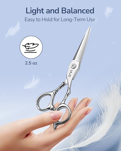 Image of ULG Professional Hair Cutting Scissors 6.5 inch Japanese Stainless Steel Hand-Honed Barber Scissors for Home & Salon Use, Ergonomic Textured Handle for Men & Women