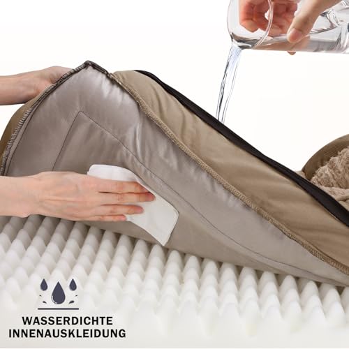 JOEJOY Orthopädisches Hundebett Grosse Hunde, Memory Foam Hundesofa XL, Abnehmbarem Waschbares Hundebett Orthopädisch, 107x81x17 cm Eierförmiger rutschfest Hundecouch, Braun