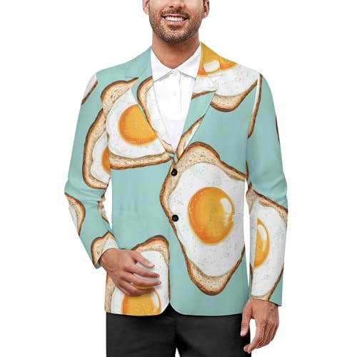 Fried Eggs and Bread Classic Suits Blazer for Men Business Tuxedo Jacket Sport Coat Two Buttons