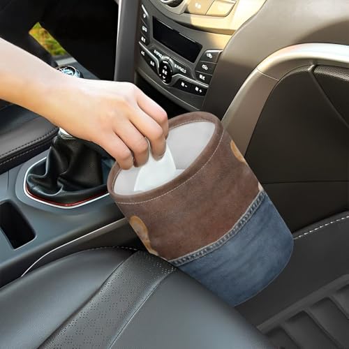 Image of Cute Dog Print Car Trash Can Hanging Car Garbage Bin Collapsible Waste Bin Auto Accessories Interior for Car SUV Trucks