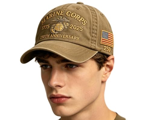 Marines Corps 250th Anniversary Baseball Cap for Men USMC Retro Washed Cap