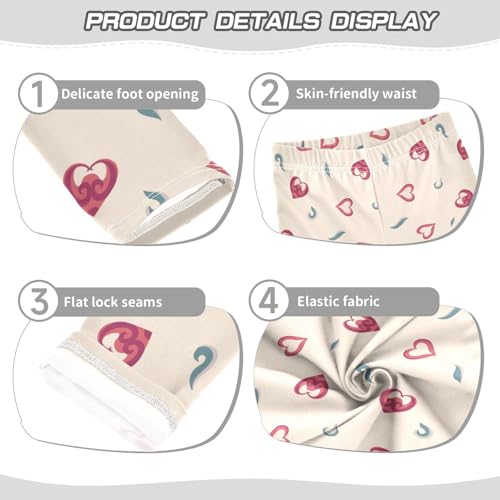 Red Love Heart Valentine Girls Leggings,Workout Leggings for Girls Toddler Athletic Leggings Size for 3-10T3