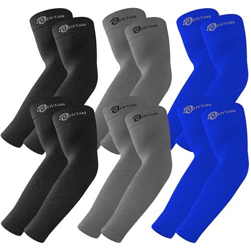 Image of BHYTAKI UV Sun Protection Arm Sleeves, UPF 50 Sports Cooling Arm Compression Sleeves for Men Women Teenager