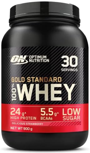 Optimum Nutrition Gold Standard Whey Muscle Building and Recovery Protein Powder With Naturally Occurring Glutamine and Amino Acids, Unflavoured, 30 Servings, 0.9kg, Packaging May Vary