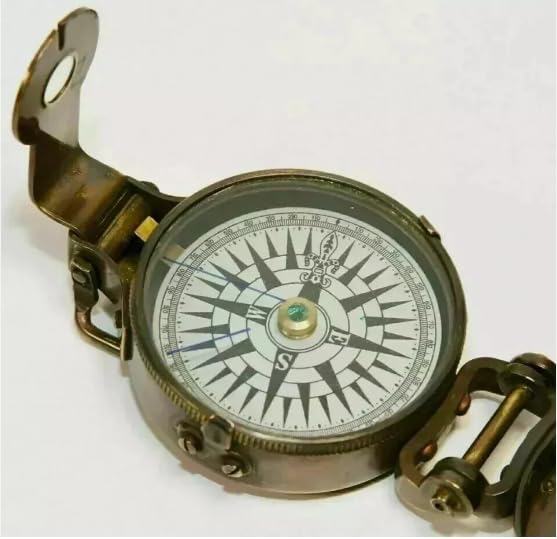 Brújula Militar Lensática de Latón Vintage – Instrumento de Navegación Coleccionable miniatura 2