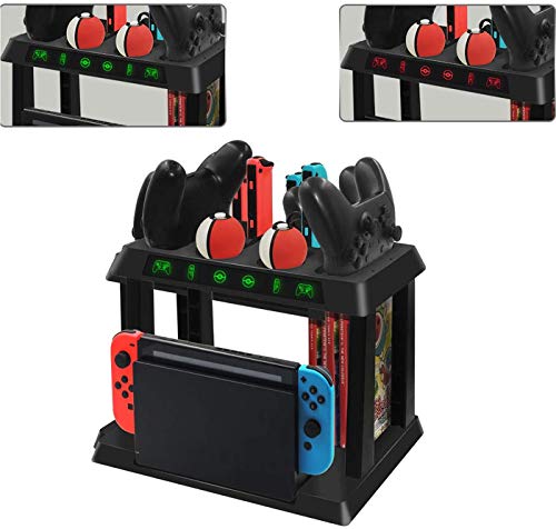 EEkiiqi All in One Switch Charging Dock/Switch Storage Tower/Controller Charging Dock for Switch 4 Joy-Cons /2 Switch Pro Controllers/2 Poke Ball Plus Compatible with Nintendo Switch
