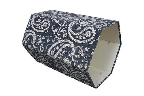 Image of Generic 3.3 Gallon Cotton Hand Block Printed Paper Waste Basket |Small Decorative Trash Can for Housewarming Gifts in Living Room, Bedroom, Bathroom | Eco-Friendly, Plastic-Free (1, DARK BLUE MUKAT)