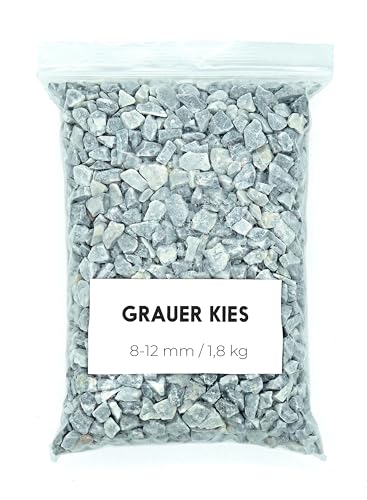 Landare Kies Grau 1,8Kg - Dekosteine - Zierkies - Dekosteine für Vasen - Kieselsteine - Deko Steine Kleine - Ziersteine - Zierkies Bunt - Steine Garten (8-12 mm)