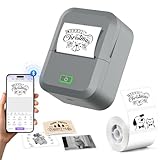 Ablemark Mini Drucker, Aufkleber Drucker Fotodrucker Bluetooth 2 Zoll 20–58 mm, Thermodrucker Drucker mit App für iOS & Android, Etikettendrucker 203 DPI für Organisation, Unternehmen & Schule