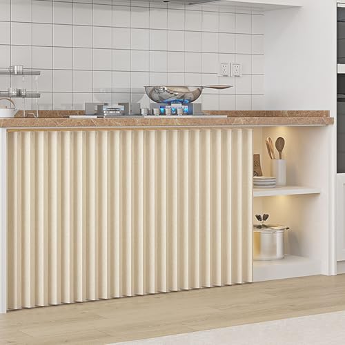 Cortina Debajo Del Fregadero, Cortina Armarios Cocina Sin Puertas, Cortinas Gabinete con Riel Deslizante, Cortinas Antipolvo for Estantes de Cocina, Armarios Abiertos y Estanterías(W 30cm x H 90cm)