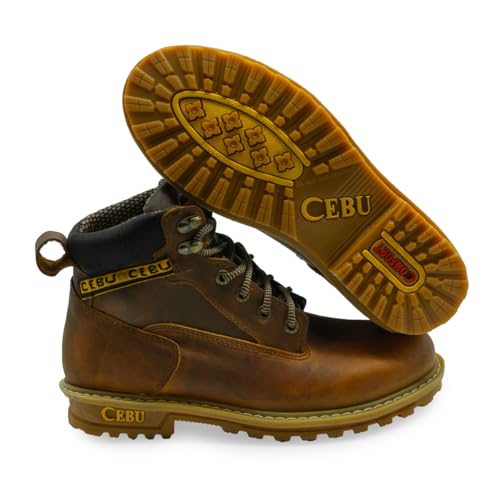 CEBU Men's Soft Toe Work boots, Heavy Duty, Oil and Acid Resistant, for construction, oil and gas, and more, leather 6" Work Boots for Men, Tk Borcegui2