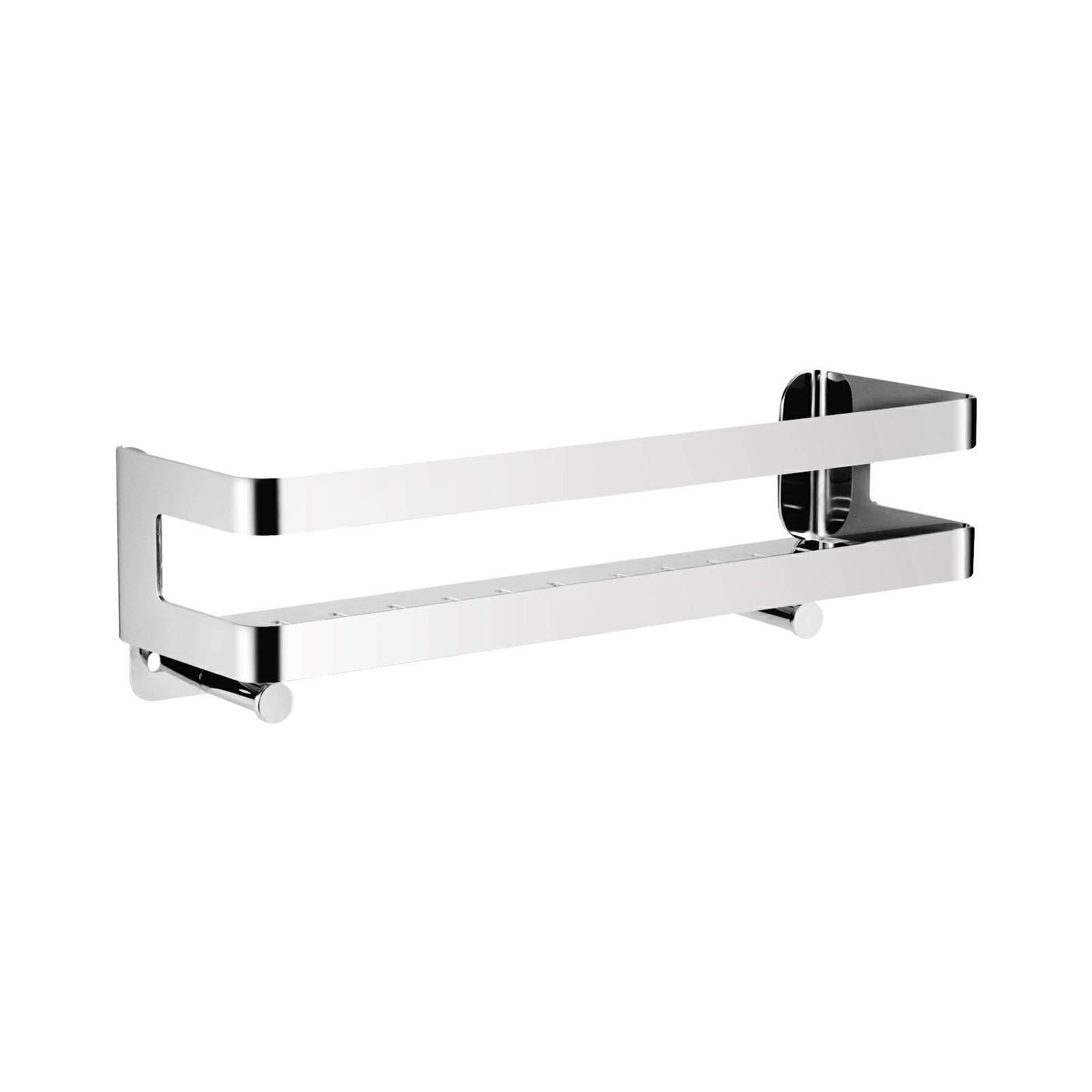 Mensola Doccia in SUS304 Acciaio Inox,Portaoggetti Doccia Design Minimalista,Mensole Bagno con 2 Ganci,Organizza i Prodotti da Bagno e Cucina,Cromo (30cm)