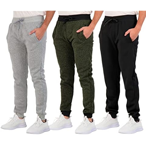 Real Essentials 3 Pack: Men's Tech Fleece Active Athletic Casual Jogger Sweatpants with Pockets (as8, Alpha, l, Regular, Regular, Set C) Cover