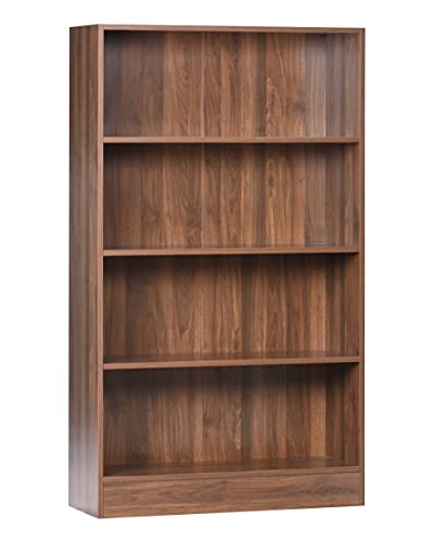 Image of DeckUp Muvo 4-Shelf Engineered Wood Book Shelf and Display Unit (Walnut, Matte Finish)