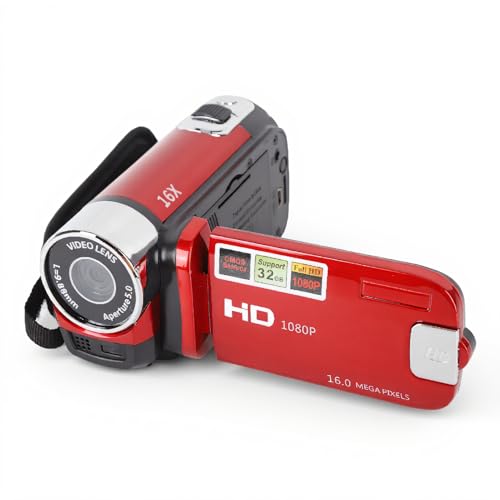Caméscope DV 16 MP avec écran rotatif et zoom 16x rouge