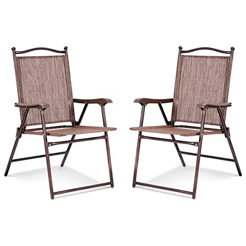 COSTWAY 2er Set Gartenstühle klappbar, Hochlehner wetterfest...