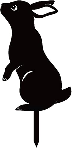 Miniatura 10 de AMNGYOOK 3 piezas de decoración de jardín de conejito de metal, decoración de silueta de conejo, bonitos animales artísticos, estacas de jardín para