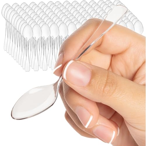 LORESO 500 Mini Clear Plastic Tasting Spoons For Miniature Dessert Cups- 3.8 Inches, BPA Free, Reusable (500CT Box) by LSR LORESO - Used condition - US$12.66