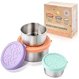 Everusely Small Stainless Steel Food Containers with Lids, Set of 3 (13oz, 6oz, 3oz), Kids Leakproof Lunch Containers for School, Stackable Snack Containers, Food Storage, Fits Bento Box & Lunch Box