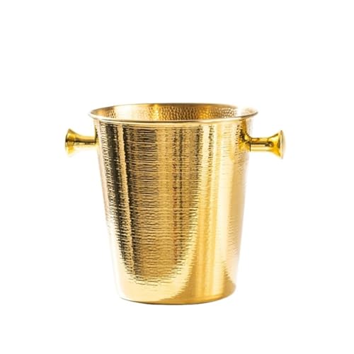 Cubo de hielo pequeño con asa y patrón martillado contenedor dorado para fiestas en casa 2