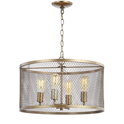 Jonathan Y Gold Mesh Drum Chandelier