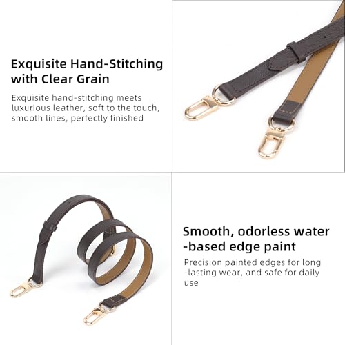 Image of DGAZ Vachetta Leather Adjustable Crossbody Strap for ONTHEGO bag with Gift Box, Handmade DIY purse Strap (0.6 Inch Wide,35.4-47.2 Inch Long; Color Blocking (Thin Strap))