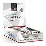 Apto para dietas cetogénicas Marca Amazon - Amfit Nutrition Barritas Keto, Sabor a cacao, frambuesa y almendra - Paquete de 12 x 45g
