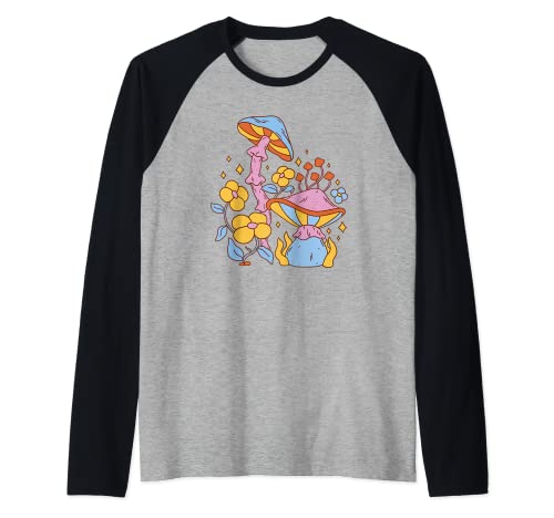 Hippie Setas Y Flores Hongos Naturaleza Cuento De Hadas Fantasía Camiseta Manga Raglan Cover