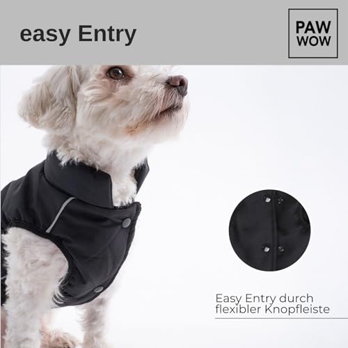 PAW WOW Toni Hundejacke | Winter Hundemantel mit Bauchschutz | Hundeweste für große & kleine Hunde (Schwarz, XXL)