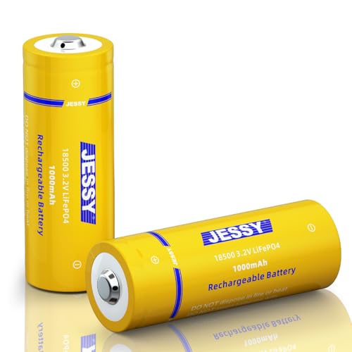 JESSY Rechargeable Battery case Set 3.2V JSY18500 for Outdoor Solar Lights Garden Solar Lights (2 Pack)