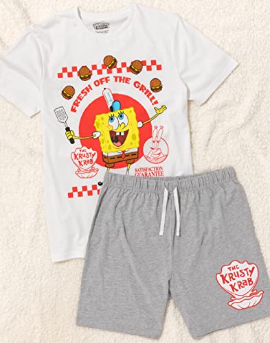 SpongeBob SquarePants Mens Pajama Set | Adults Short Sleeve T-Shirt & Shorts PJs | Krusty Krab Burger Loungewear | 90s Gift3