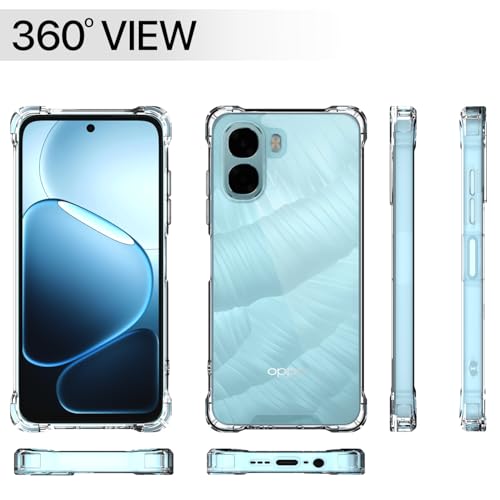 Image of Pikkme Back Cover for Oppo A6X 5G PC + TPU Clear Transparent Raised Edges Shockproof Protective Phone Bumper Case (Transparent)