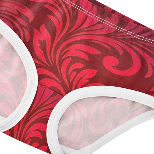 Ornate Floral Designs Red Flowers Panties Little Girl Toddler Girls Underwear Cotton Flower Kids Undies Briefs 2t4