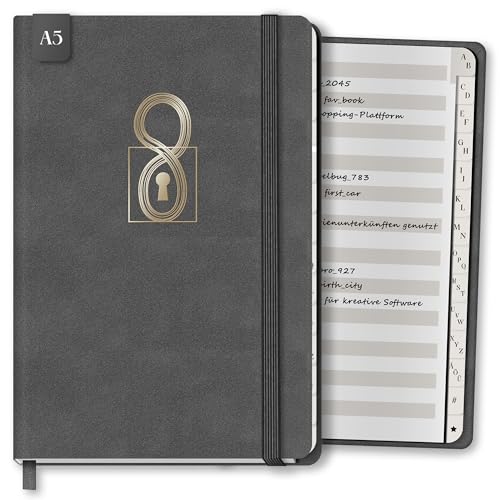 BIROYAL Cuadernos,Gris oscuro,Contraseña,Bloqueo en forma de 8