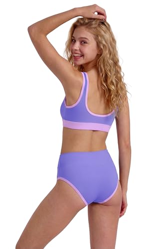 Image of Period Swimwear Two Piece Leakproof Swimsuit Menstrual High Waist Bikini Sets Color Block Bathing Suit for Teen Girls