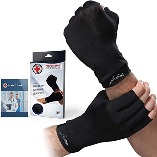 Dr. Arthritis Arthritis Copper Compression Gloves for Women and Men, Carpal Tunnel Gloves, Hand Brace for Arthritis Pain and Support (Black, Medium)