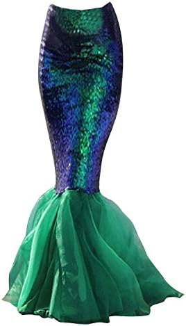 Quesera Women's Mermaid Tail Costume Sequin Maxi Skirt Cosplay Party Dress