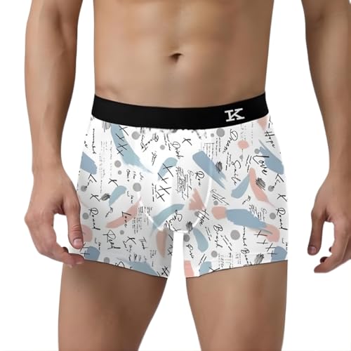 Image of Kinu Men's Comfortable Boxer Briefs Printed Design Ultra Soft Stretch Trunks Breathable Moisture-Wicking Underwear for Daily Comfort - Combo of 4
