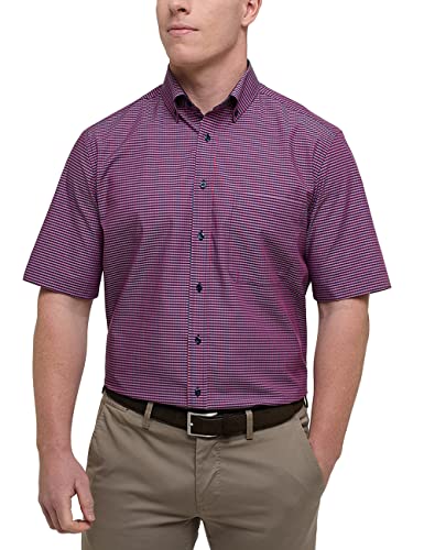 ETERNA Comfort Fit Hemd Kurzarm Button Down Kragen Besatz Karo rot Größe...