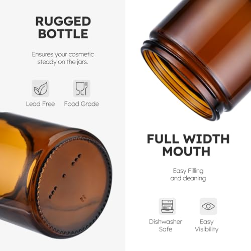 8oz Amber Glass Jars with Lids, 3 Pack Candle Jars with Blank Labels, 250g Wide Mouth | Lotion Container for Sample, Cream, Lotion, Honey, Powder, Jelly | Home & Beauty2
