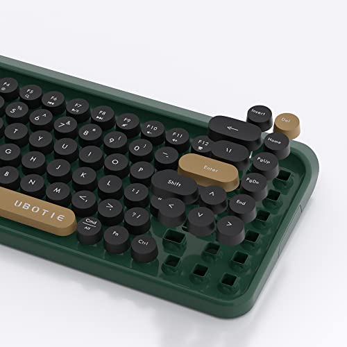 Image of UBOTIE Portable Bluetooth Colorful Computer Keyboards, Wireless Mini Compact Retro Typewriter Flexible 84Keys Design Keyboard (New Dark Green)
