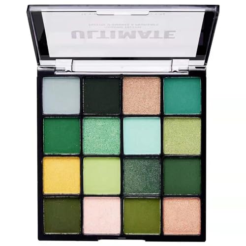 16 Farbe Lidschatten Palette - Hohe Farbwiedergabe Matte Schimmernde Eyeshadow Palette, Seidiger Puder Mehrfarbenserie Liedschatenpalete, Langanhaltend & Schweißfest, Tierversuchsfrei (02 Grün, 20g)